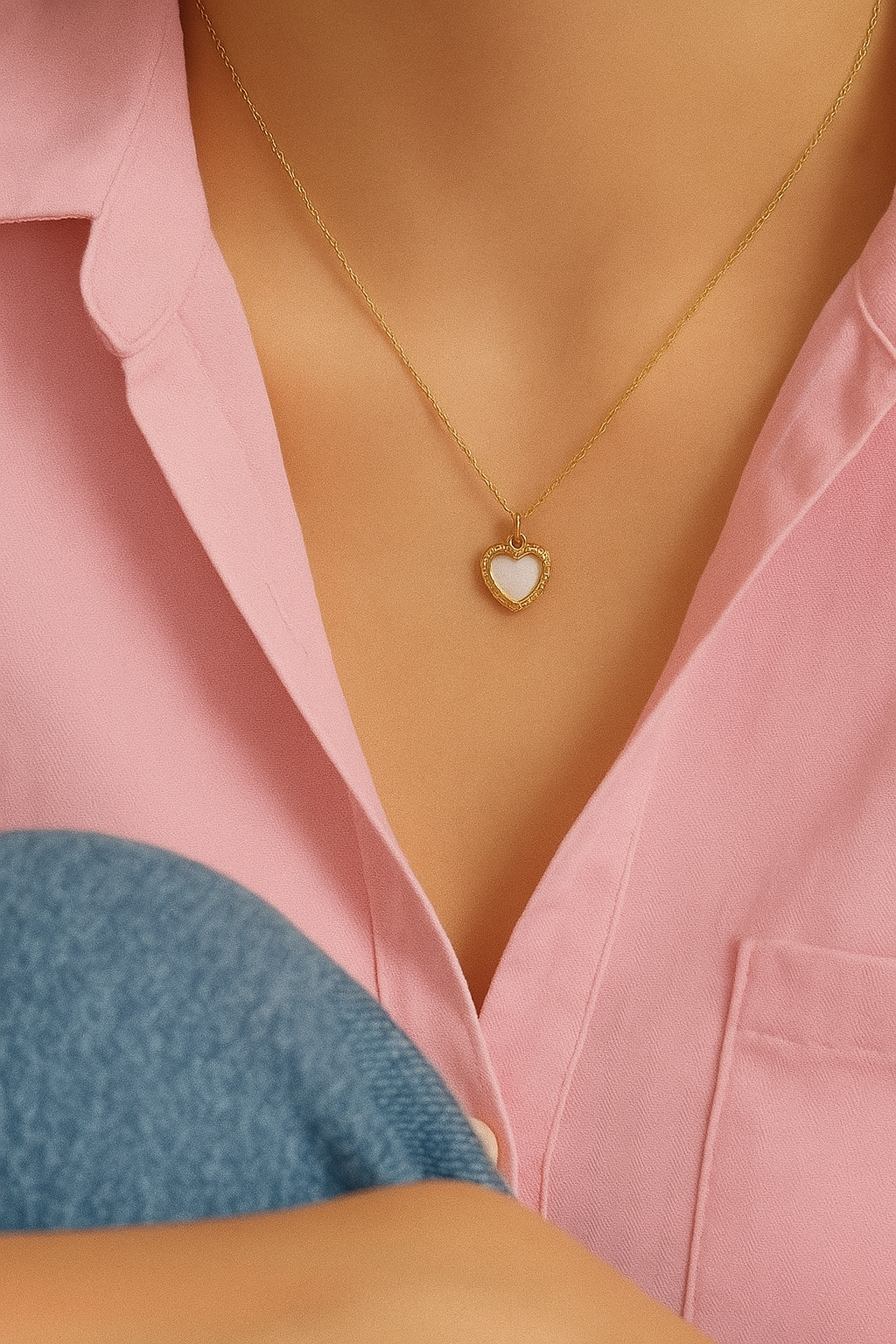 Vintage Gold Non Tarnish Heart Pendant Necklace