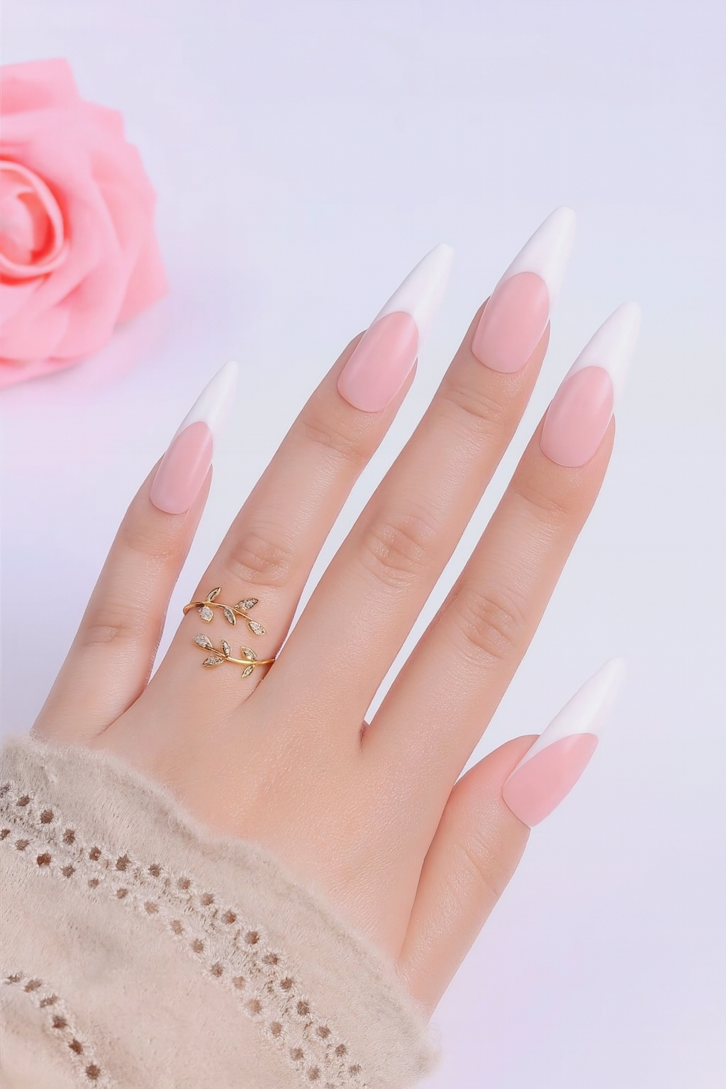 Olive Vine Leaf Adjustable Ring Crystal Cubic Zirconia