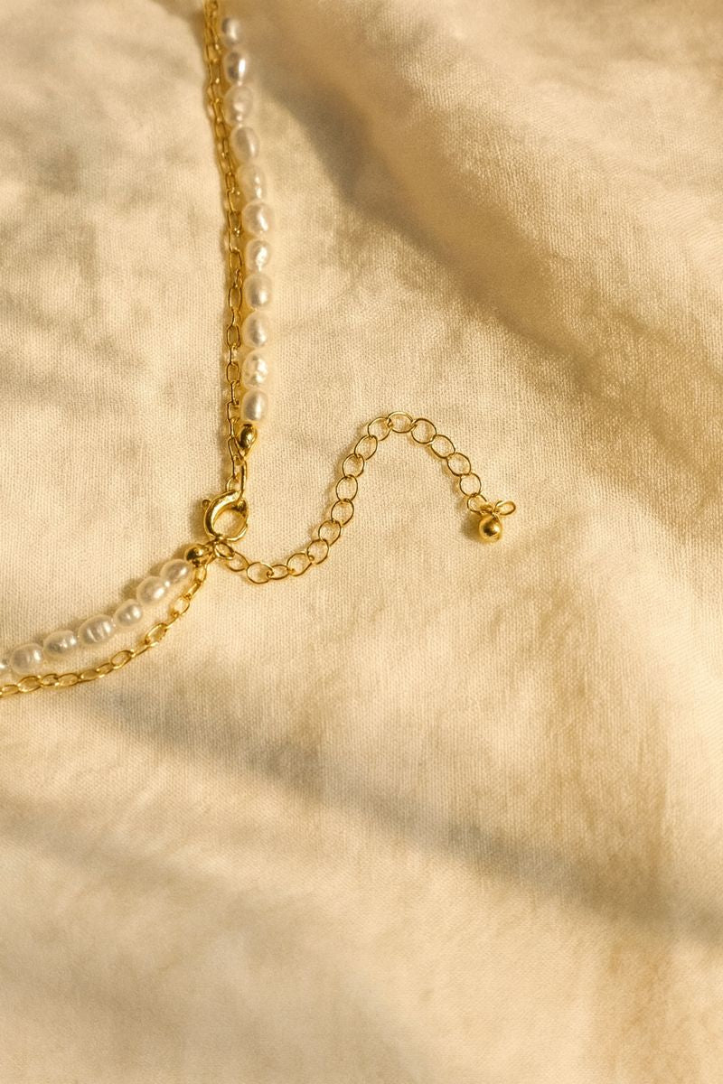 Sea Life Layered Pearl & Fish Charm Necklace