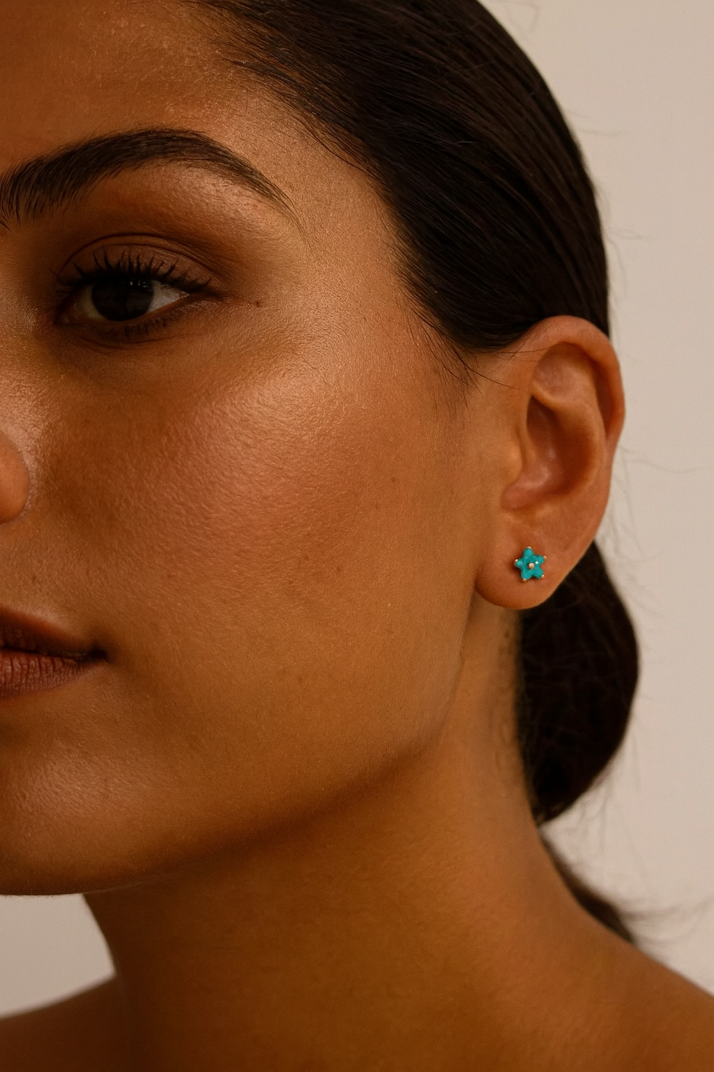 24K Gold Filled Mini 7mm Turquoise Flower Studs